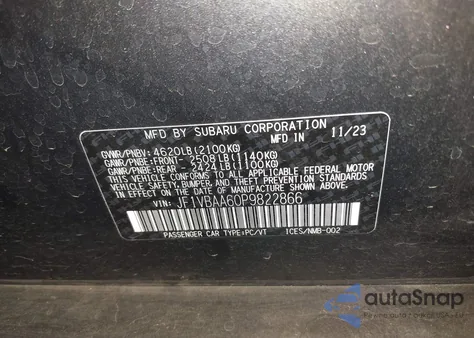 2023 Subaru Wrx из США, поврежденный, VIN JF1VBAA60P9822866